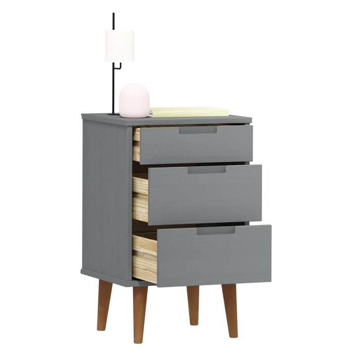 MOLDE Scandinavian Bedside Cabinet in Grey, Solid Pine Wood, 40x35x65 cm - Elegant & Durable Nightstand - Premium  from Home Treasures - Just £85.99! Shop now at Home Treasures