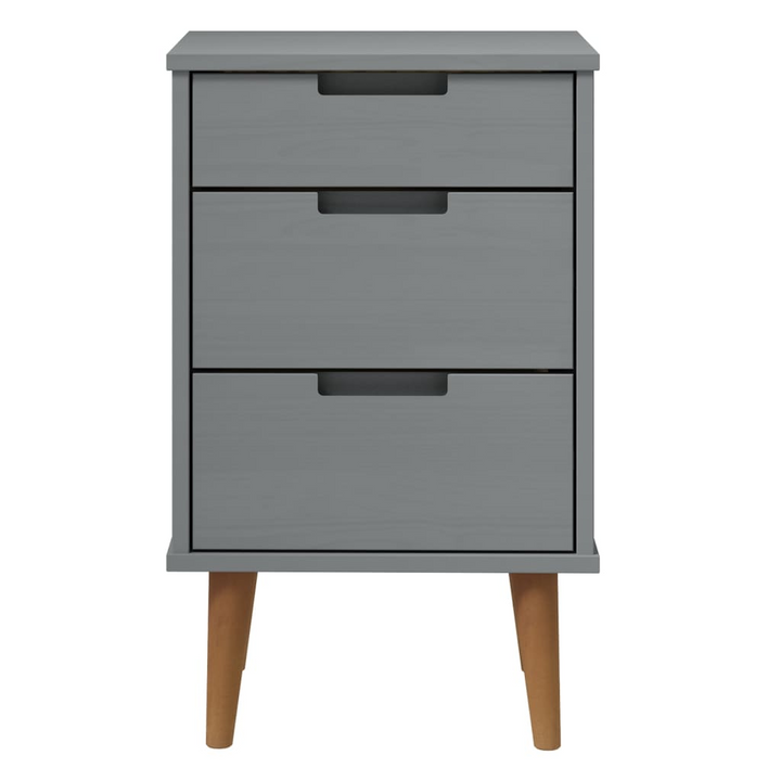 MOLDE Scandinavian Bedside Cabinet in Grey, Solid Pine Wood, 40x35x65 cm - Elegant & Durable Nightstand - Premium  from Home Treasures - Just £85.99! Shop now at Home Treasures