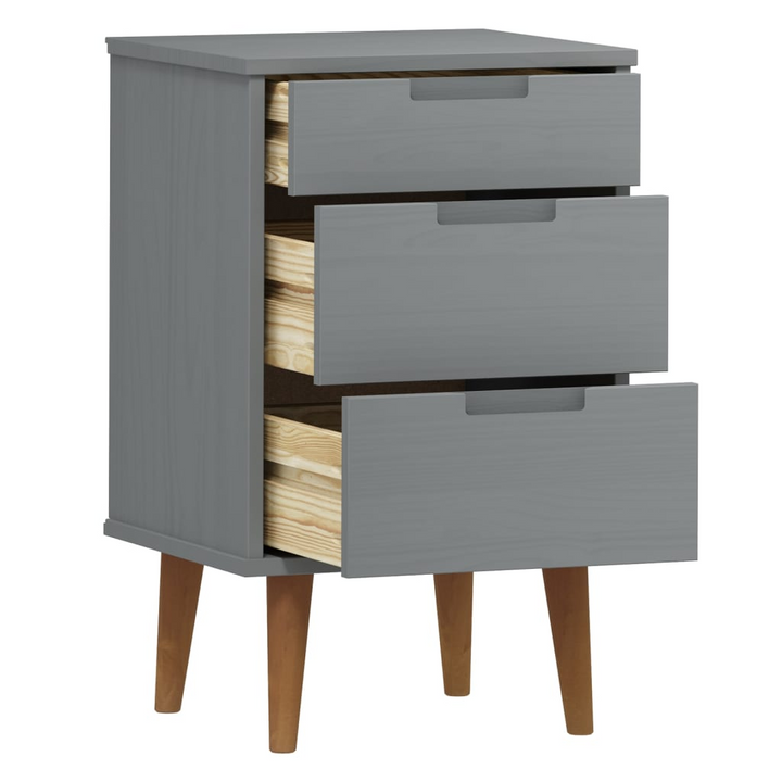 MOLDE Scandinavian Bedside Cabinet in Grey, Solid Pine Wood, 40x35x65 cm - Elegant & Durable Nightstand - Premium  from Home Treasures - Just £85.99! Shop now at Home Treasures