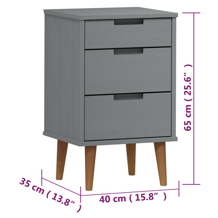 MOLDE Scandinavian Bedside Cabinet in Grey, Solid Pine Wood, 40x35x65 cm - Elegant & Durable Nightstand - Premium  from Home Treasures - Just £85.99! Shop now at Home Treasures