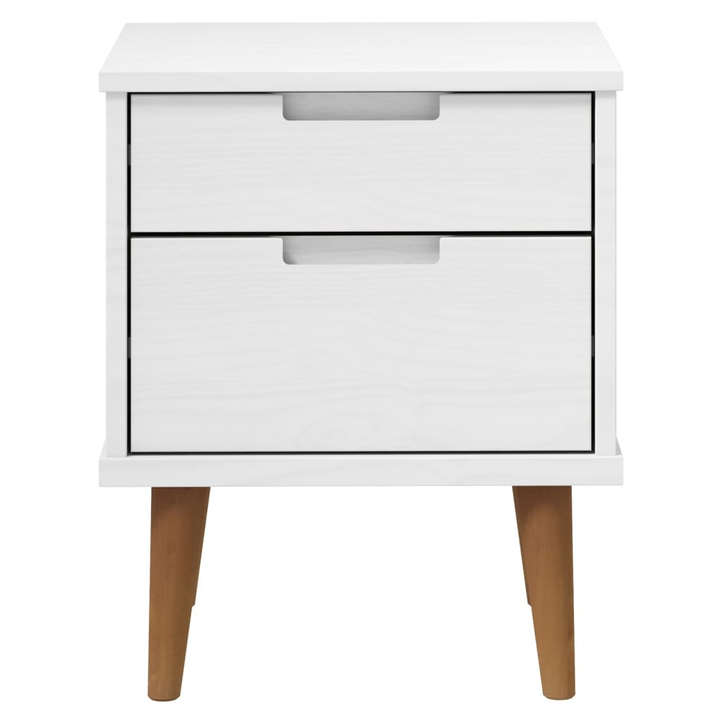 MOLDE Bedside Cabinet, Solid Pine Wood, White, 40x35x48 cm - Chic & Practical Nightstand with 2 Drawers - Premium  from Home Treasures - Just £74.99! Shop now at Home Treasures