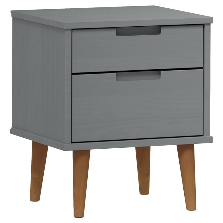 MOLDE Bedside Cabinet in Grey - Solid Pine Wood Nightstand with 2 Drawers - 40x35x48 cm - Scandinavian Design - Premium  from Home Treasures - Just £69.99! Shop now at Home Treasures