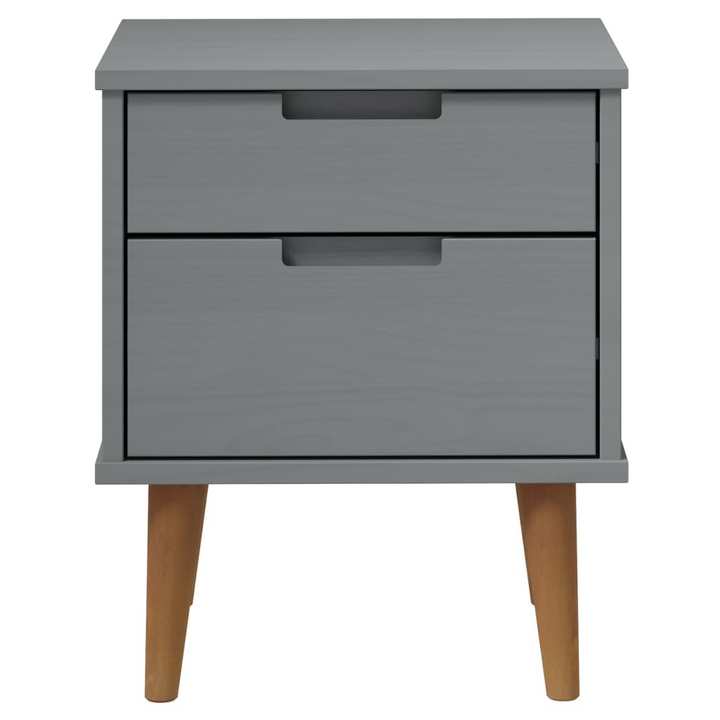 MOLDE Bedside Cabinet in Grey - Solid Pine Wood Nightstand with 2 Drawers - 40x35x48 cm - Scandinavian Design - Premium  from Home Treasures - Just £69.99! Shop now at Home Treasures