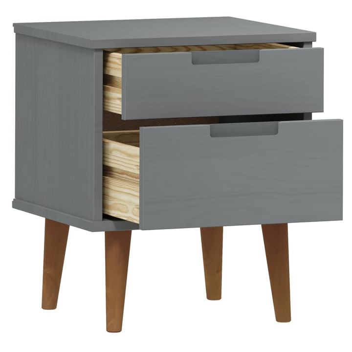 MOLDE Bedside Cabinet in Grey - Solid Pine Wood Nightstand with 2 Drawers - 40x35x48 cm - Scandinavian Design - Premium  from Home Treasures - Just £69.99! Shop now at Home Treasures