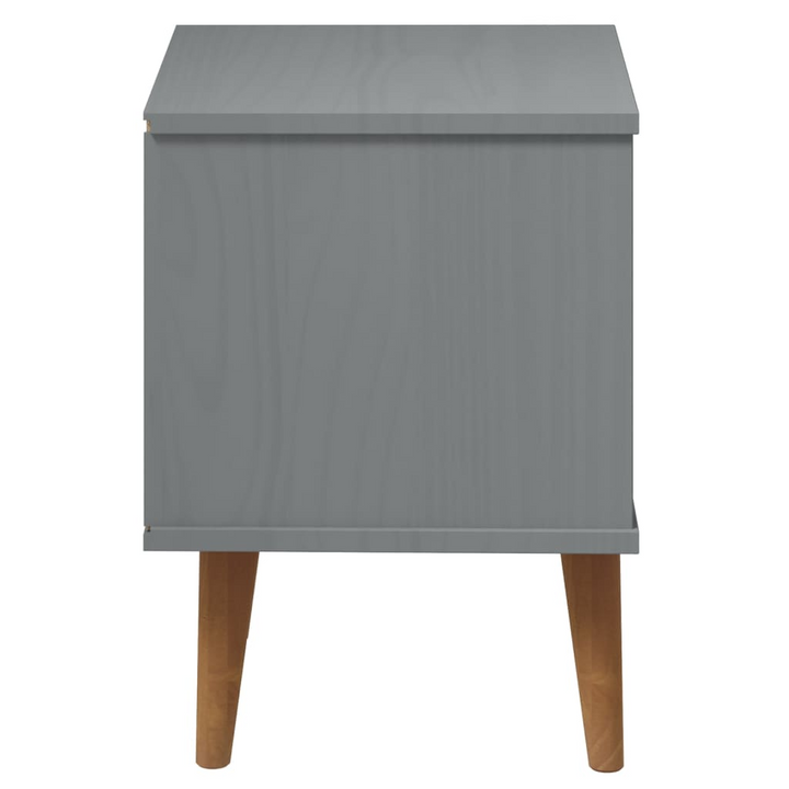 MOLDE Bedside Cabinet in Grey - Solid Pine Wood Nightstand with 2 Drawers - 40x35x48 cm - Scandinavian Design - Premium  from Home Treasures - Just £69.99! Shop now at Home Treasures