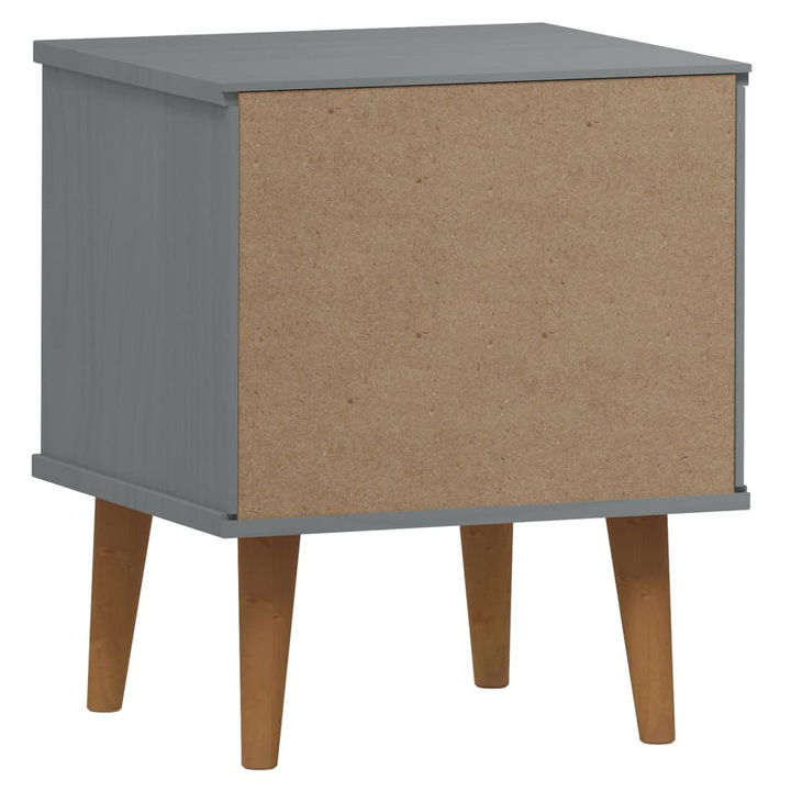 MOLDE Bedside Cabinet in Grey - Solid Pine Wood Nightstand with 2 Drawers - 40x35x48 cm - Scandinavian Design - Premium  from Home Treasures - Just £69.99! Shop now at Home Treasures