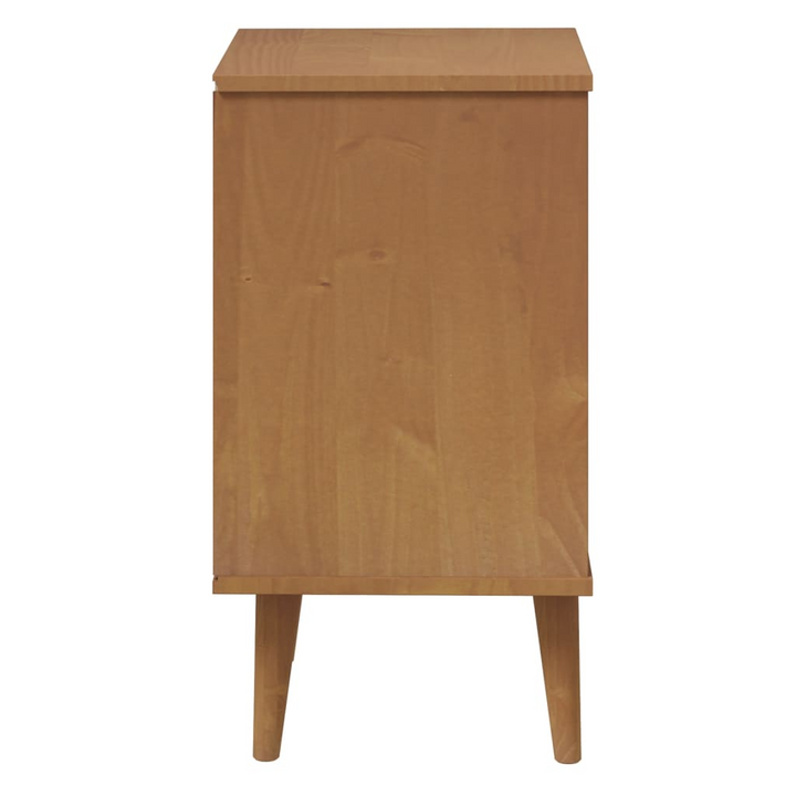 MOLDE Brown Solid Pine Bedside Cabinet | 3 Drawer Scandinavian Nightstand - 40x35x65 cm - Premium  from Home Treasures - Just £82.99! Shop now at Home Treasures