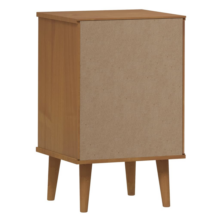 MOLDE Brown Solid Pine Bedside Cabinet | 3 Drawer Scandinavian Nightstand - 40x35x65 cm - Premium  from Home Treasures - Just £82.99! Shop now at Home Treasures