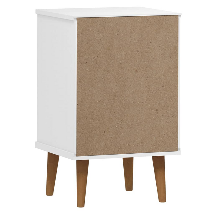 MOLDE Wooden Bedside Cabinet in White - 3 Drawer Nightstand | Solid Pine Wood - 40x35x65 cm | Scandinavian Design - Premium  from Home Treasures - Just £86.99! Shop now at Home Treasures