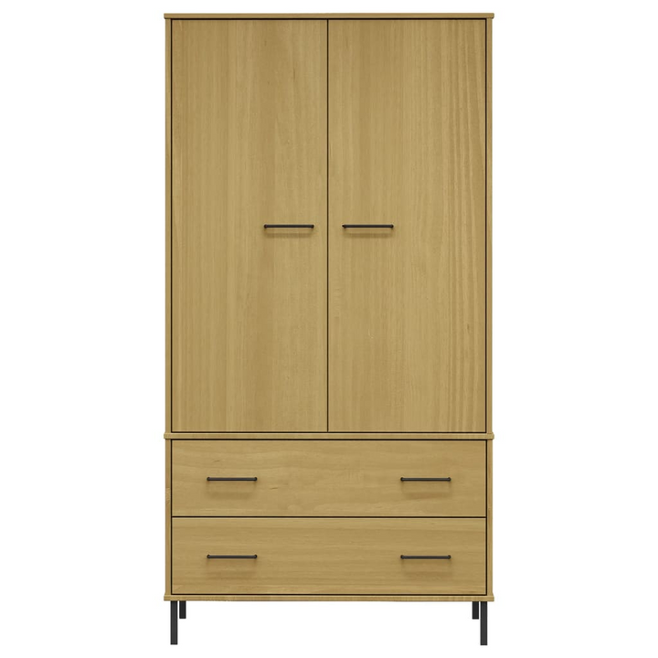 OSLO Elegant and Sturdy Solid Pine Two Door Wardrobe in Brown, 90 x 55 x 172.5cm | Ample Storage Space, Rustic Design - Premium  from Home Treasures - Just £371.99! Shop now at Home Treasures