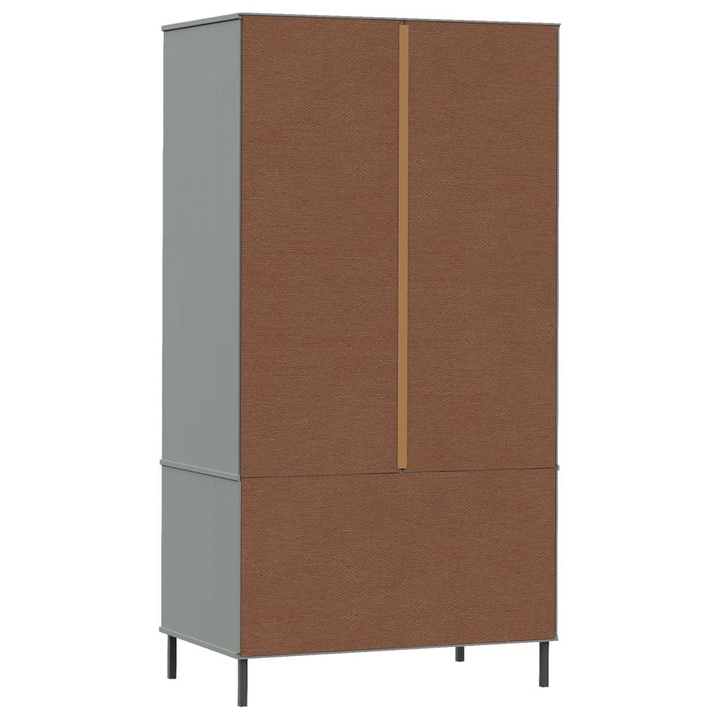 Solid Pine OSLO Wardrobe with Metal Legs in Grey, 90 x 55 x 172.5 cm – Stylish & Durable Storage Solution - Premium  from Home Treasures - Just £365.99! Shop now at Home Treasures