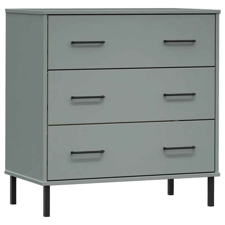 Solid Pine OSLO Sideboard with 3 Drawers in Grey - Industrial Charm & Practicality | 77x40x79.5cm - Premium  from Home Treasures - Just £149.99! Shop now at Home Treasures