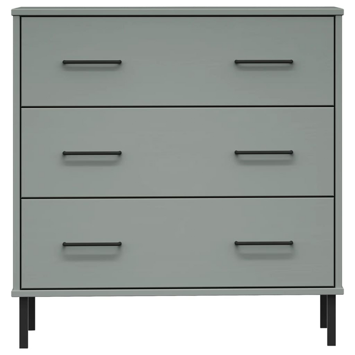 Solid Pine OSLO Sideboard with 3 Drawers in Grey - Industrial Charm & Practicality | 77x40x79.5cm - Premium  from Home Treasures - Just £149.99! Shop now at Home Treasures