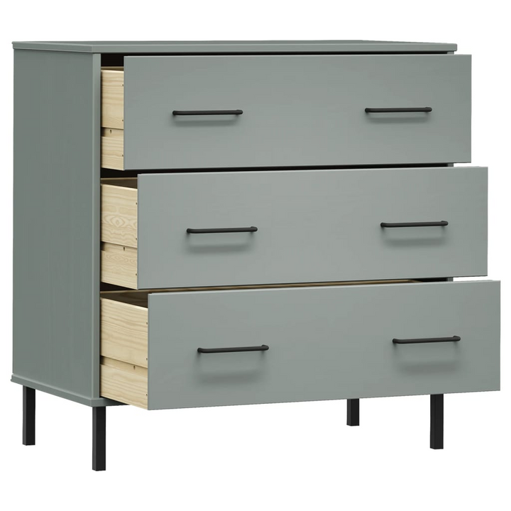 Solid Pine OSLO Sideboard with 3 Drawers in Grey - Industrial Charm & Practicality | 77x40x79.5cm - Premium  from Home Treasures - Just £149.99! Shop now at Home Treasures