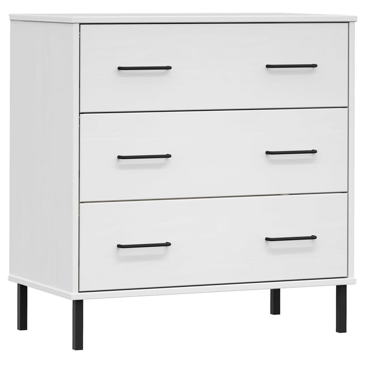 Stylish OSLO Solid Pine Wood Sideboard with 3 Drawers in White - 77x40x79.5 cm | Industrial Design & Ample Storage - Premium  from Home Treasures - Just £138.99! Shop now at Home Treasures