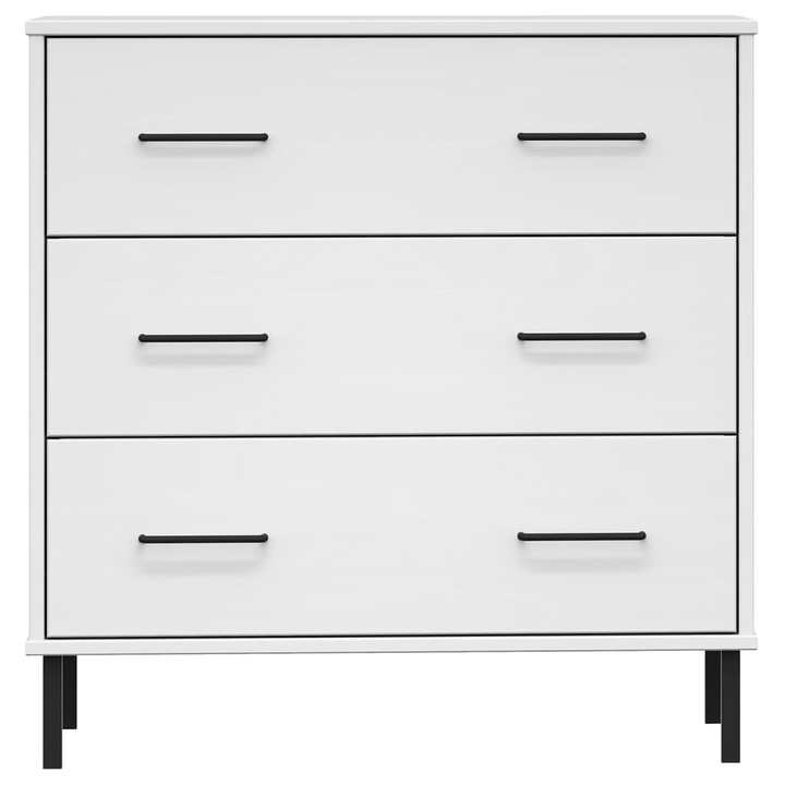 Stylish OSLO Solid Pine Wood Sideboard with 3 Drawers in White - 77x40x79.5 cm | Industrial Design & Ample Storage - Premium  from Home Treasures - Just £138.99! Shop now at Home Treasures