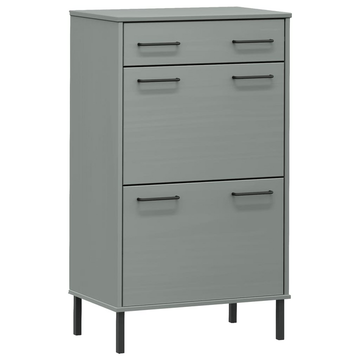 OSLO Shoe Rack with Sturdy Metal Legs - Grey Solid Pine Wood Shoe Storage Cabinet - Premium  from Home Treasures - Just £126.99! Shop now at Home Treasures