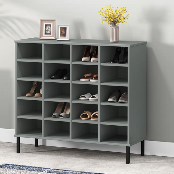 OSLO Solid Wood Shoe Rack with Metal Legs, Grey 95x35x86 cm – Stylish & Durable Shoe Storage Solution - Premium  from Home Treasures - Just £193.99! Shop now at Home Treasures