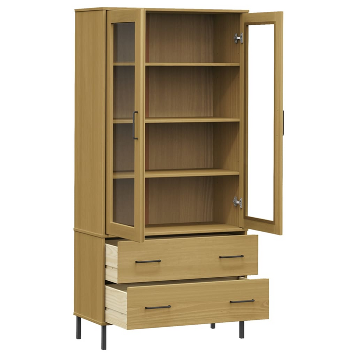 OSLO Solid Wood Bookcase with Metal Legs - Rustic Brown | 85x35x172.5 cm - Premium  from Home Treasures - Just £282.99! Shop now at Home Treasures