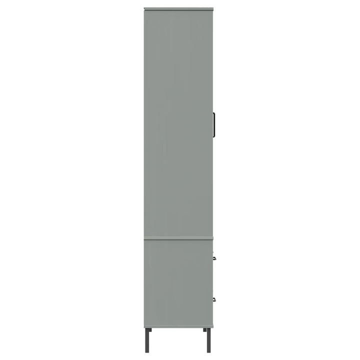 OSLO Solid Wood Display Cabinet with Metal Legs - Grey, 85x35x172.5 cm | Stylish and Durable Storage Solution - Premium  from Home Treasures - Just £320.99! Shop now at Home Treasures