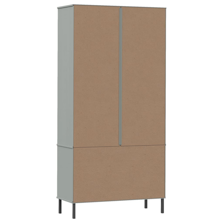 OSLO Solid Wood Display Cabinet with Metal Legs - Grey, 85x35x172.5 cm | Stylish and Durable Storage Solution - Premium  from Home Treasures - Just £320.99! Shop now at Home Treasures