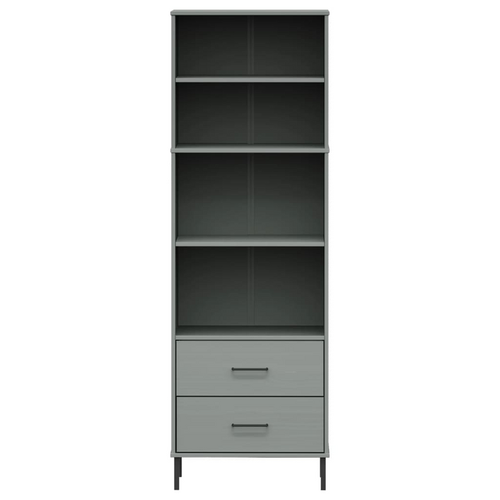 OSLO Solid Wood Bookcase with 2 Drawers in Grey - Stylish & Durable - 60x35x180 cm - Premium  from Home Treasures - Just £182.99! Shop now at Home Treasures