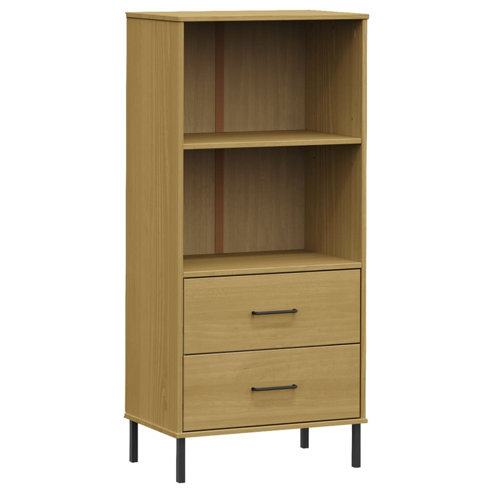 OSLO Rustic Solid Wood Bookcase with 2 Drawers - Brown 60x35x128.5 cm | Durable Pine Wood Storage Solution - Premium  from Home Treasures - Just £99.99! Shop now at Home Treasures