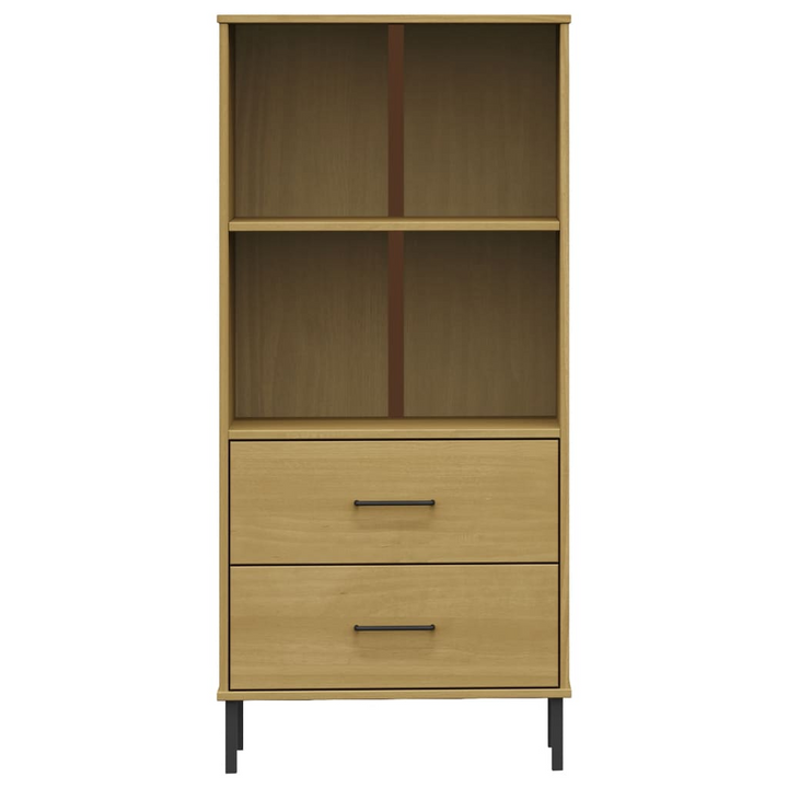 OSLO Rustic Solid Wood Bookcase with 2 Drawers - Brown 60x35x128.5 cm | Durable Pine Wood Storage Solution - Premium  from Home Treasures - Just £99.99! Shop now at Home Treasures