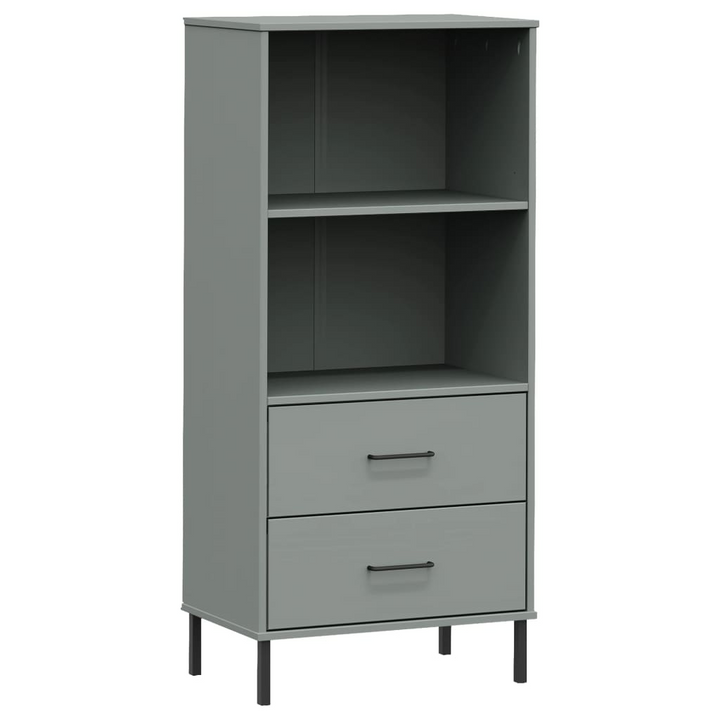 OSLO Solid Wood Bookcase with 2 Drawers - Grey 60x35x128.5 cm - Durable & Stylish Storage Solution - Premium  from Home Treasures - Just £148.99! Shop now at Home Treasures