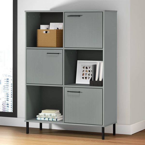 OSLO Bookcase with Metal Legs Grey - Solid Wood, Modern Storage Solution - Premium  from Home Treasures - Just £139.99! Shop now at Home Treasures