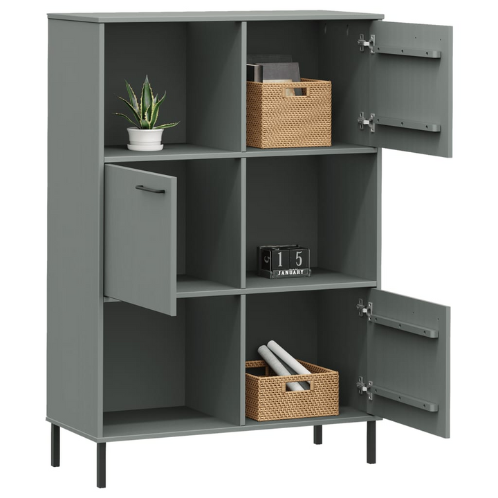 OSLO Bookcase with Metal Legs Grey - Solid Wood, Modern Storage Solution - Premium  from Home Treasures - Just £139.99! Shop now at Home Treasures