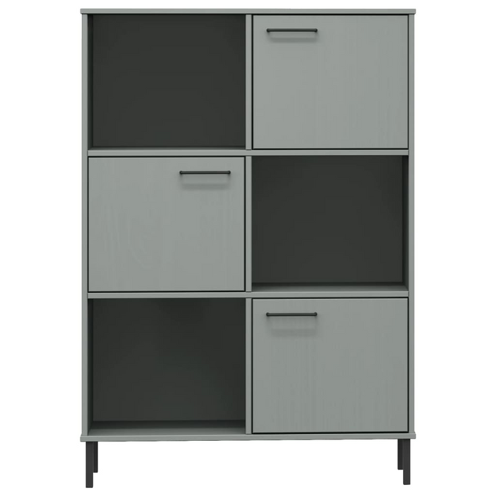 OSLO Bookcase with Metal Legs Grey - Solid Wood, Modern Storage Solution - Premium  from Home Treasures - Just £139.99! Shop now at Home Treasures