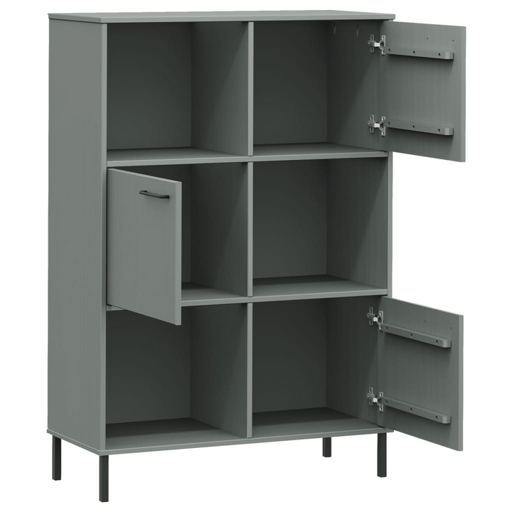 OSLO Bookcase with Metal Legs Grey - Solid Wood, Modern Storage Solution - Premium  from Home Treasures - Just £139.99! Shop now at Home Treasures