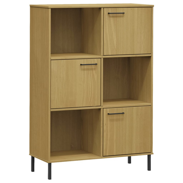 OSLO Solid Wood Bookcase with Metal Legs - Rustic Brown Finish, 90x35x128.5 cm - Premium  from Home Treasures - Just £133.99! Shop now at Home Treasures