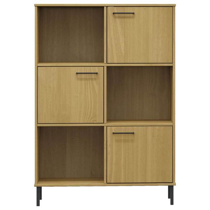 OSLO Solid Wood Bookcase with Metal Legs - Rustic Brown Finish, 90x35x128.5 cm - Premium  from Home Treasures - Just £133.99! Shop now at Home Treasures