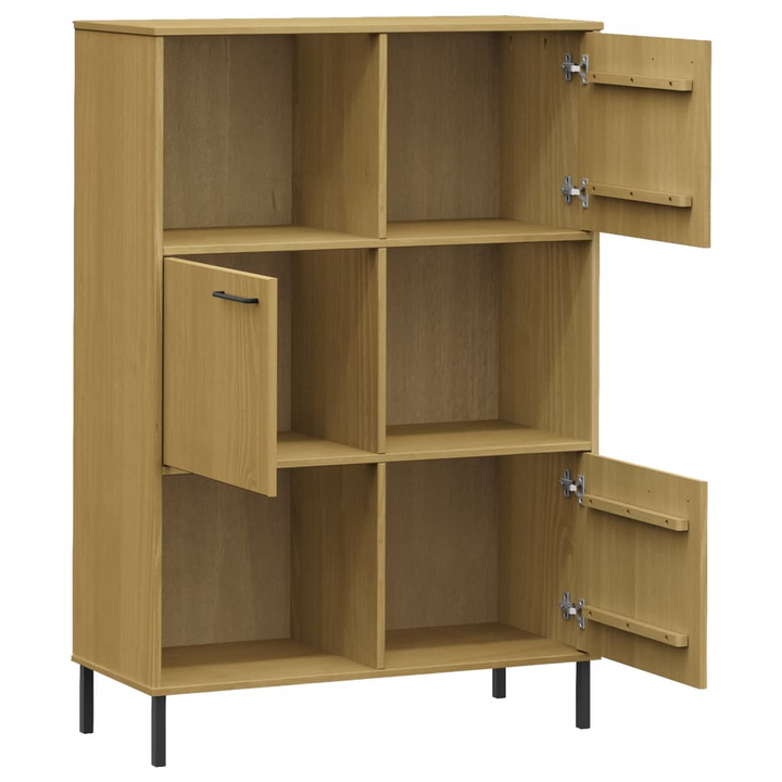 OSLO Solid Wood Bookcase with Metal Legs - Rustic Brown Finish, 90x35x128.5 cm - Premium  from Home Treasures - Just £133.99! Shop now at Home Treasures