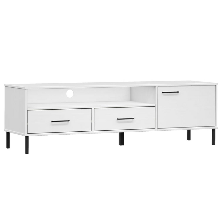 OSLO TV Cabinet with Metal Legs - Solid Pine Wood, White, Stylish & Durable Entertainment Center - Premium  from Home Treasures - Just £132.99! Shop now at Home Treasures