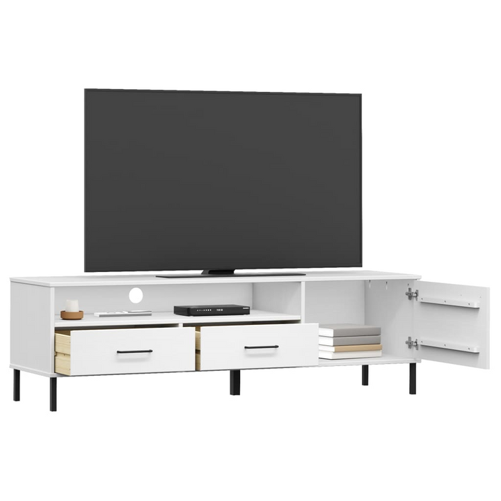 OSLO TV Cabinet with Metal Legs - Solid Pine Wood, White, Stylish & Durable Entertainment Center - Premium  from Home Treasures - Just £132.99! Shop now at Home Treasures