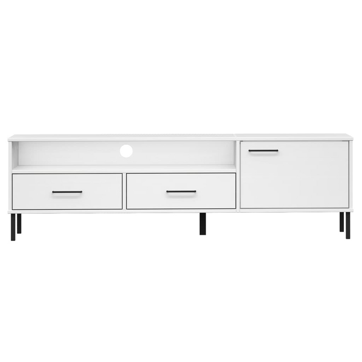 OSLO TV Cabinet with Metal Legs - Solid Pine Wood, White, Stylish & Durable Entertainment Center - Premium  from Home Treasures - Just £132.99! Shop now at Home Treasures