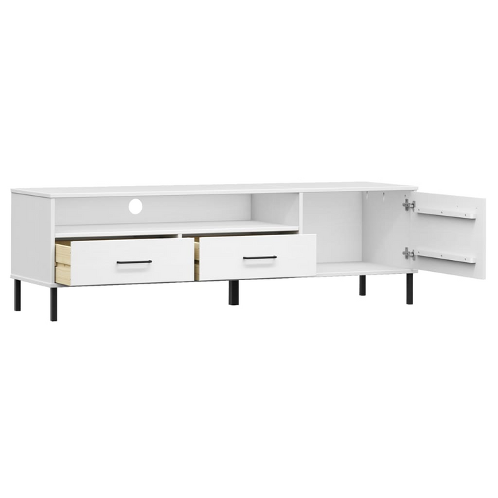 OSLO TV Cabinet with Metal Legs - Solid Pine Wood, White, Stylish & Durable Entertainment Center - Premium  from Home Treasures - Just £132.99! Shop now at Home Treasures