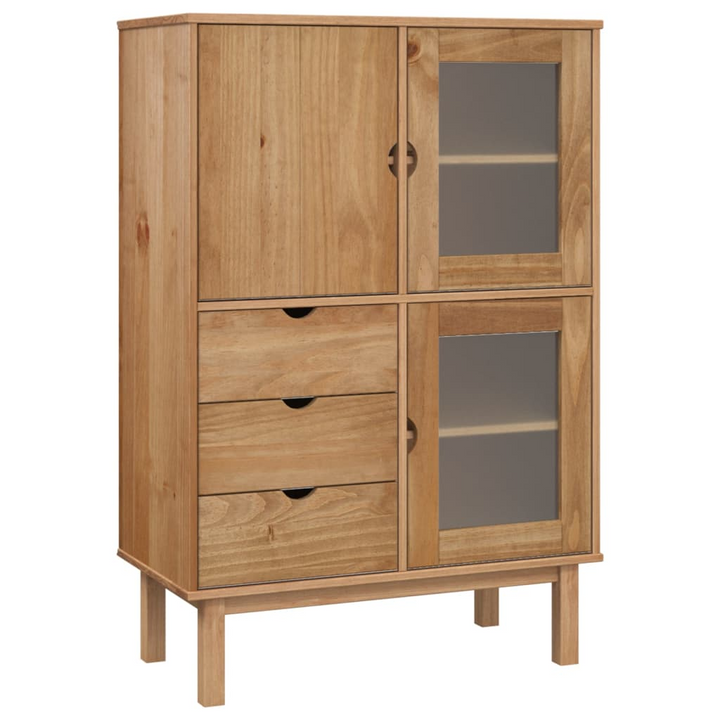 OTTA Highboard 85x43x125 cm - Solid Pine Wood Storage Cabinet with Drawers and Shelves | Rustic Charm, Durable and Versatile - Premium  from Home Treasures - Just £320.99! Shop now at Home Treasures