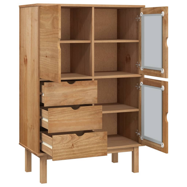 OTTA Highboard 85x43x125 cm - Solid Pine Wood Storage Cabinet with Drawers and Shelves | Rustic Charm, Durable and Versatile - Premium  from Home Treasures - Just £320.99! Shop now at Home Treasures