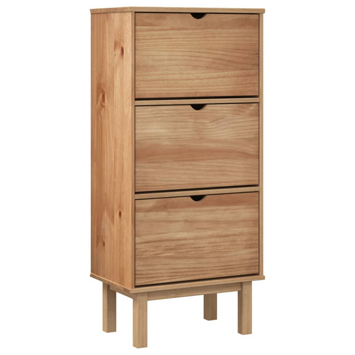 OTTA Shoe Cabinet with 3 Drawers - Brown Solid Pine Wood Shoe Storage Organizer - Premium  from Home Treasures - Just £171.99! Shop now at Home Treasures