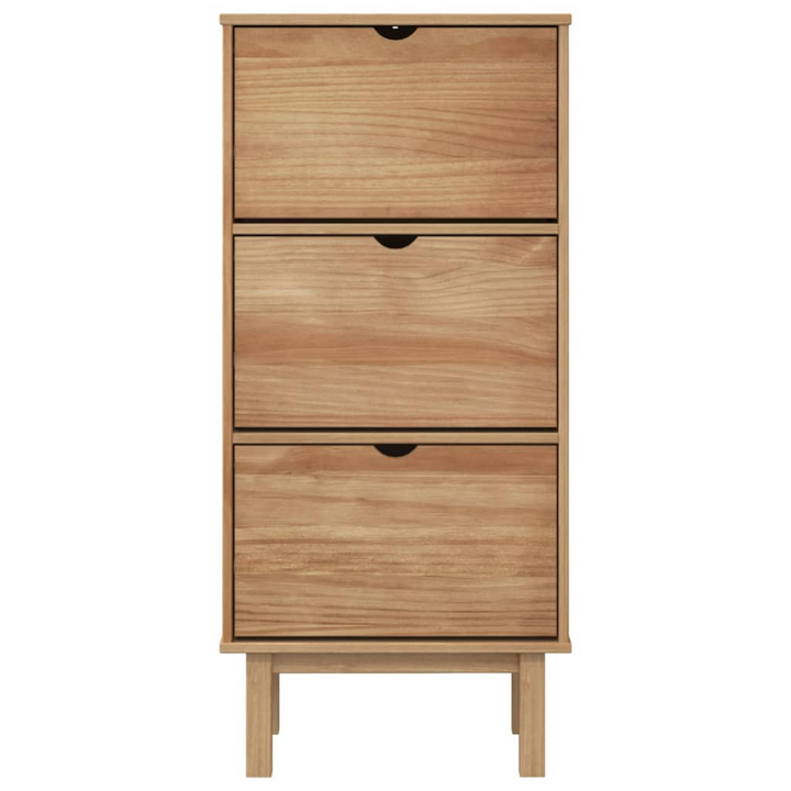 OTTA Shoe Cabinet with 3 Drawers - Brown Solid Pine Wood Shoe Storage Organizer - Premium  from Home Treasures - Just £171.99! Shop now at Home Treasures