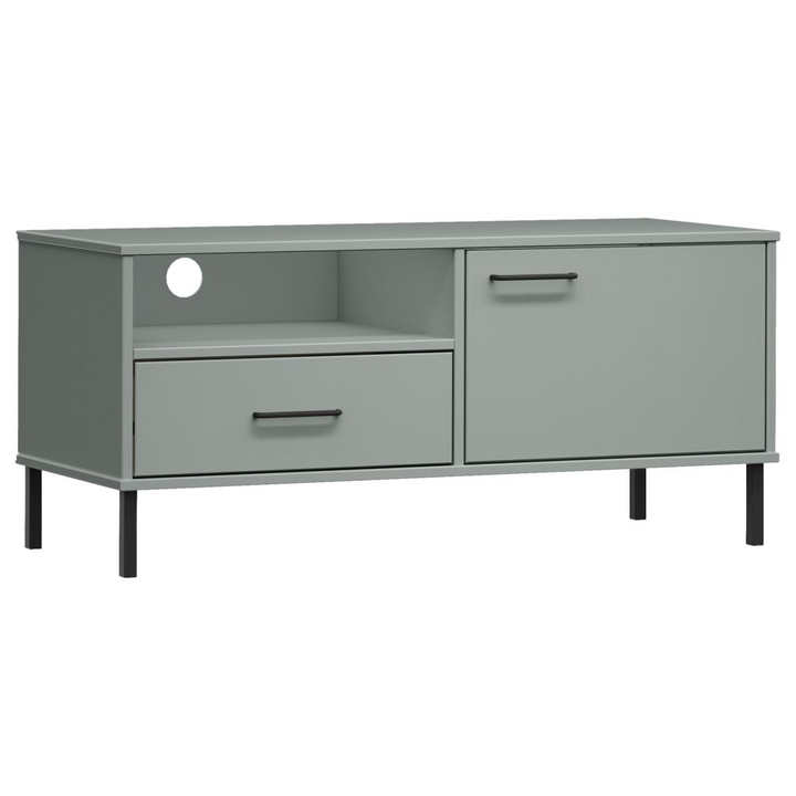 OSLO Grey Solid Pine Wood TV Cabinet with Metal Legs - Stylish & Sturdy Media Console for Modern Living Rooms - Premium  from Home Treasures - Just £66.99! Shop now at Home Treasures