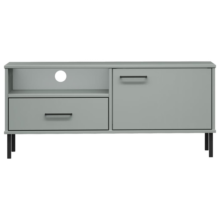 OSLO Grey Solid Pine Wood TV Cabinet with Metal Legs - Stylish & Sturdy Media Console for Modern Living Rooms - Premium  from Home Treasures - Just £66.99! Shop now at Home Treasures