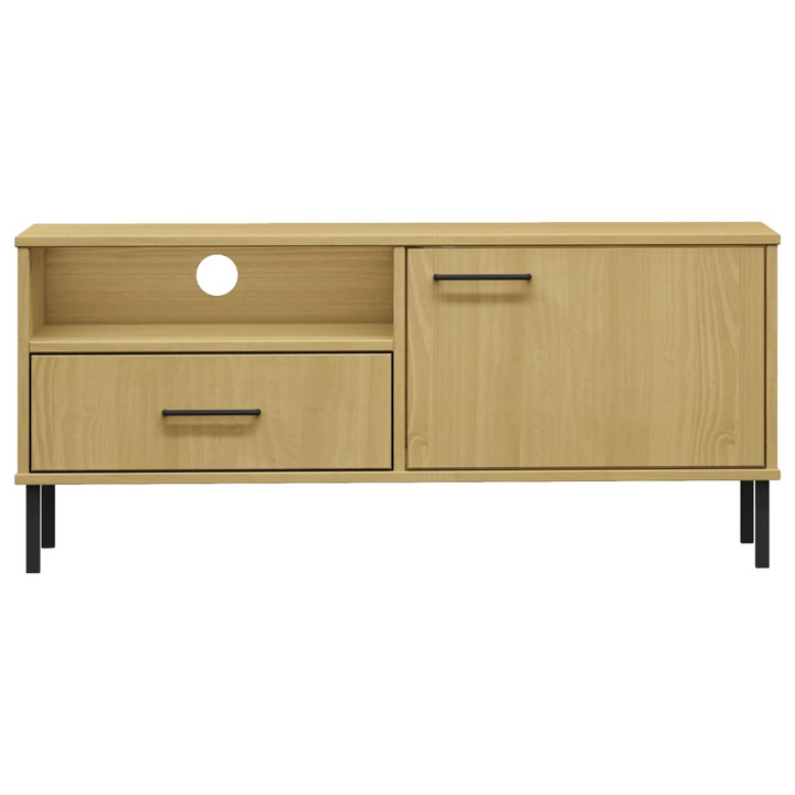 OSLO TV Cabinet with Metal Legs - Brown Solid Pine Wood, Stylish & Durable Media Console - Premium  from Home Treasures - Just £63.99! Shop now at Home Treasures