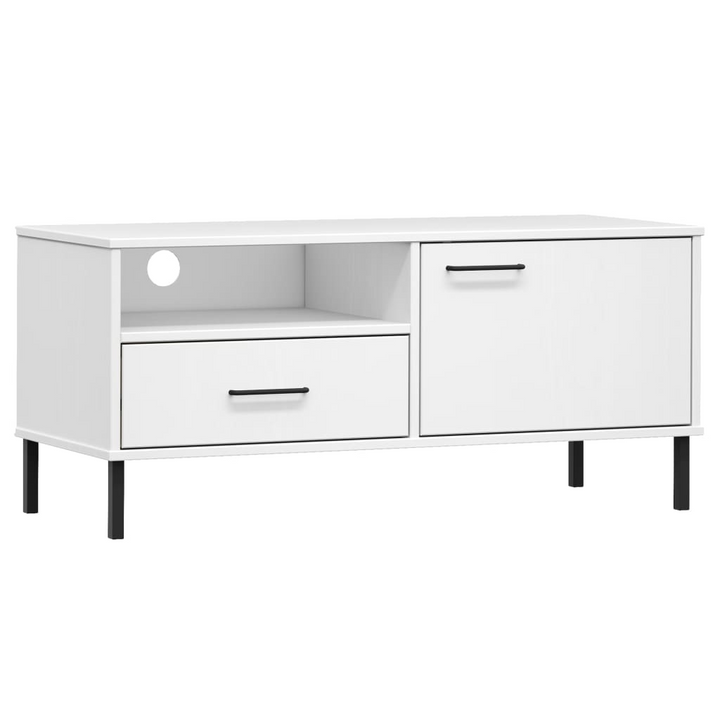 OSLO White TV Cabinet - Stylish & Durable Solid Pine Wood with Metal Legs, Modern & Spacious Storage Unit - Premium  from Home Treasures - Just £66.99! Shop now at Home Treasures