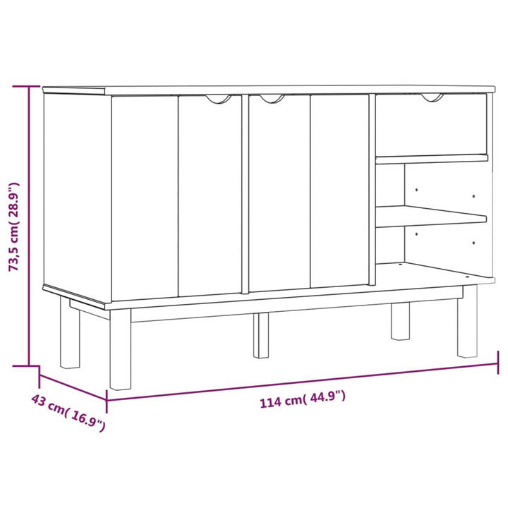 OTTA Solid Wood Pine Sideboard - 114x43x73.5 cm | Scandinavian Design | Ample Storage with Drawer and Compartments - Premium  from Home Treasures - Just £179.99! Shop now at Home Treasures