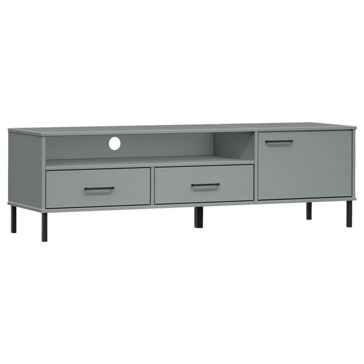 OSLO Grey Solid Wood Pine TV Cabinet with Metal Legs - Trendy & Practical Media Unit - Premium  from Home Treasures - Just £136.99! Shop now at Home Treasures